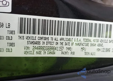 2011 Chrysler Town & Country Touring-L z USA, uszkodzony, nr VIN 2A4RR8DG6BR641157